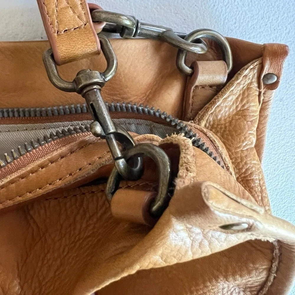 American Leather Co. Lenox Triple Entry Satchel Cafe Latte Tan Purse Handbag